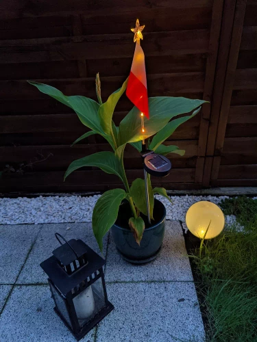 Ogrodowa lampka solarna LED wbijana flaga Polski | 73cm 600mAh | FLD-12-PO