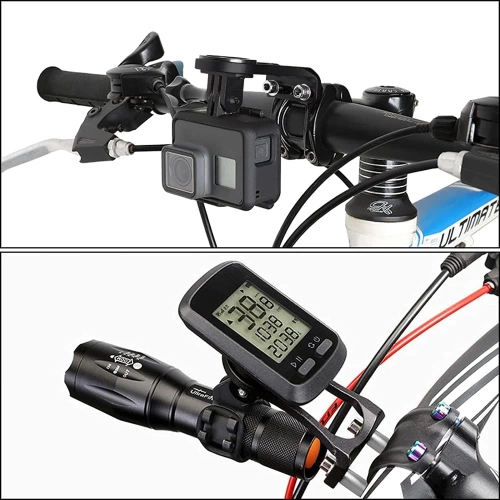 Uchwyt na mostek do komputera rowerowego i GoPro | Aluminiowy uchwyt kompatybilny z Garmin, Bryton | MBZJ-042