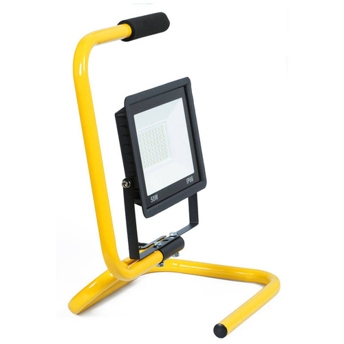 Przenośny naświetlacz LED 50W z uchwytem | Mobilny halogen roboczy 4750 lm IP66 – do warsztatu, budowy | 