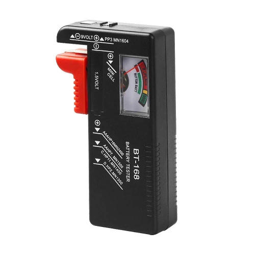 Tester baterii | Analogowy woltomierz | Uniwersalny tester baterii i akumulatorków | | BT-168-BLACK