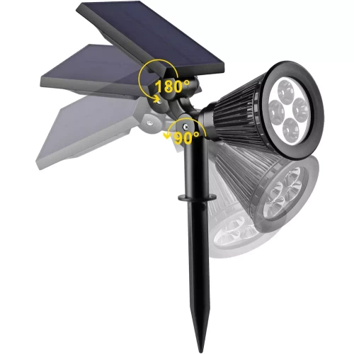 Ogrodowa lampa solarna LED wbijana | Reflektor SPOT | 250lm, 2200mAh, 4 LED | YNG-4LED