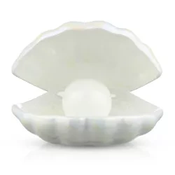 Ceramiczna lampka LED | Lampka nocna w kształcie muszli | Bezprzewodowa lampka stołowa | BKD-140-WHITE