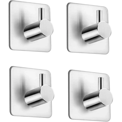 Srebrny haczyk na ubrania, ściereczki, ręczniki | Samoprzylepny uchwyt na akcesoria kuchenne | BXG-4PCS-SILVER