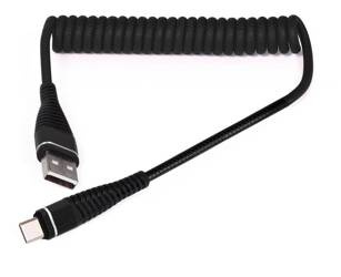 Type-C 1M | Spiralny kabel USB do ładowania telefonu | Quick Charge 3.0 2.4A | AM32