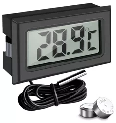Termometr cyfrowy | Mini urządzenie pomiarowe z wodoodporną sondą | KTM-050-BLACK