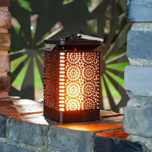 Ogrodowa lampka solarna LED pochodnia lampion latarenka | 17cm 600mAh efekt płomienia | Lampa solarna - pochodnia stołowa SMF-12LED