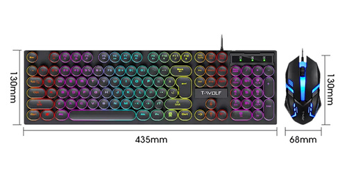 Zestaw gamingowy klawiatura i myszka, podświetlenie LED RGB, USB | TF270