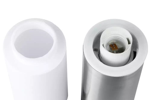Lampa ogrodowa stojąca, słupek okrągły na żarówkę E27 | Zasilanie 230V, stal nierdzewna | Inox, 65cm | LLR-65CM