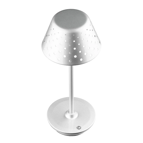 Lampa stołowa z wbudowanym akumulatorem | Lampa nocna z trzema barwami świecenia | Nastrojowa lampka do hotelu, restauracji | HJA15-SILVER
