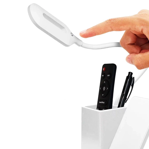 Inteligentna lampka biurkowa LED z ładowaniem bezprzewodowym Qi | Lampka biurowa 3w1 z przybornikiem i ładowarką | Nowoczesna lampka do nauki z organizerem |  MD-K5-15W