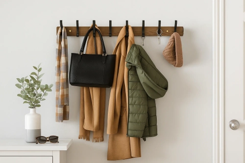 Drewniany wieszak na kurtki, ubrania | Wieszak ścienny do przedpokoju | Wieszak z 16 haczykami | HG-80CM-WOOD