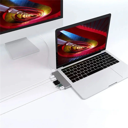 Rozdzielacz USB-C na 2x USB-A + 2x USB-C + kart SD + TF + HDMI | adapter, rozgałęźnik typ C 7w1 | HUB