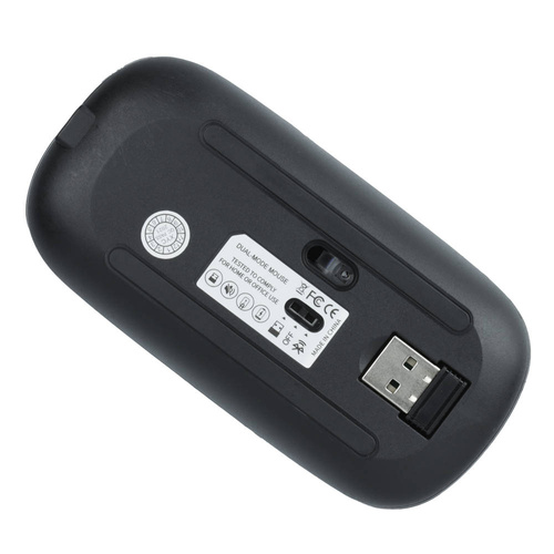 Bezprzewodowa, biurowa myszka komputerowa optyczna | 2.4GHz + Bluetooth 5.2 | 800-1600 DPI | czarna | X1-Dual