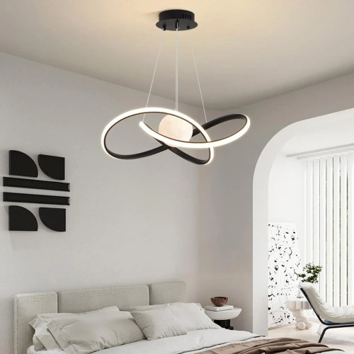 Lampa wisząca LED 60W | Stylowa lampa z księżycem 3D | RLT-50CM-60W-B