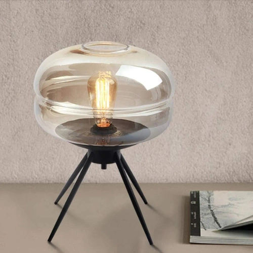 Stylowa lampka nocna z szklanym kloszem | Nowoczesna szklana lampka stołowa | BH-233-TS