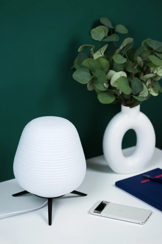 Lampa stołowa z mlecznym kloszem | Szklana lampka nocna | CSD-C2027-W