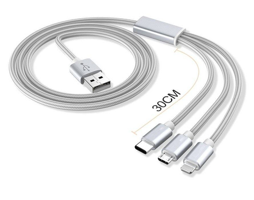 3w1 1.2M | Kabel USB do ładowania telefonu 3w1 - Micro USB / Lightning / Type-C | UC-005