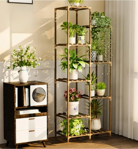 Drewniany kwietnik na doniczki | Stojak na rośliny | Regał na kwiaty | NZ252-BAMBOO