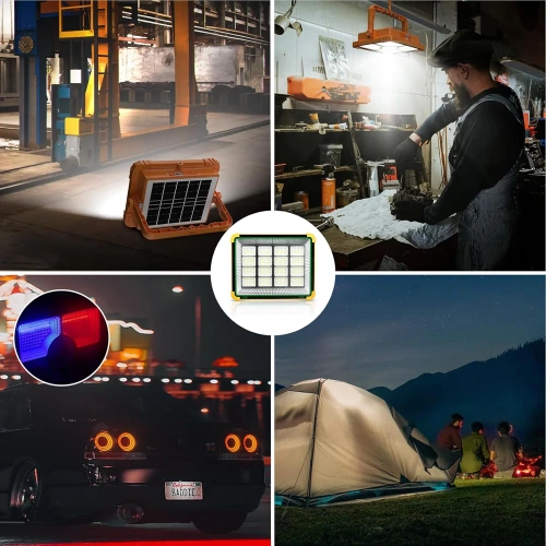 Lampa robocza solarna | Funkcja powerbanku | LED | TGD-200W-YELLOW