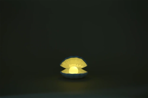 Ceramiczna lampka LED | Lampka nocna w kształcie muszli | Bezprzewodowa lampka stołowa | BKD-140-WHITE