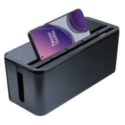 Organizer do kabli typu BOX z uchwytem na telefon | Pojemnik na listwy i kable | JB2318-Black