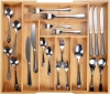 Organizer na sztućce | Bambusowy, regulowany wkład XL do szuflady z 8 przegródkami | KBT-G844