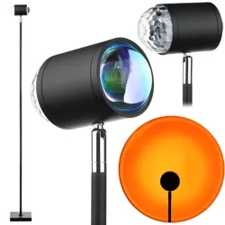 Stojąca lampa nastrojowa | Projektor zachodzącego Słońca | Lampka z wymiennymi kolorowymi wkładami | RB-C150-Black