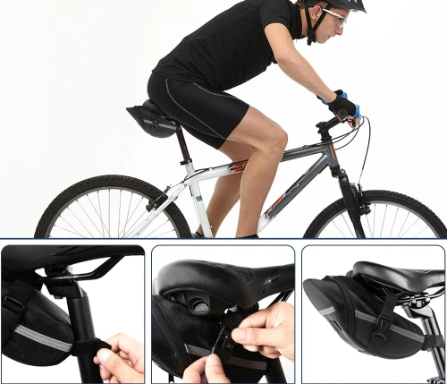 Wodoodporna torba rowerowa z wytrzymałego materiału 600D | Lekka, aerodynamiczna sakwa podsiodłowa z odblasakami |  600DCWBW-208