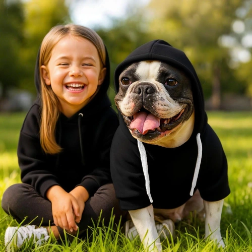 Bluza z kapturem dla psa i kota XS czarna | Ciepłe ubranko dla pupila na jesień i zimę  z kieszenią |  PET-015XS-BK