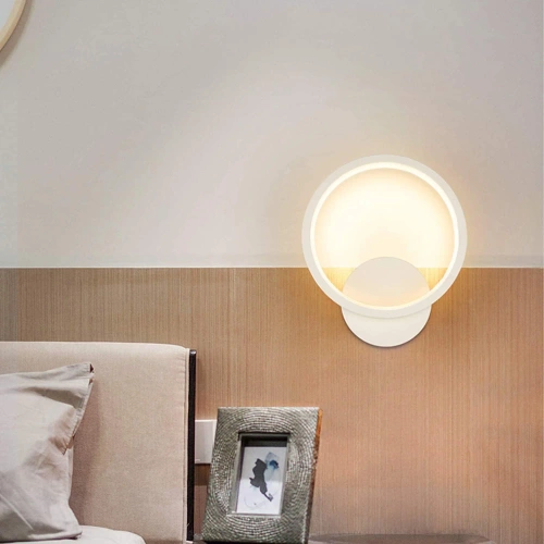 Okrągły kinkiet LED | Minimalistyczna, metalowa lampa ścienna 14W | YG-W005-W