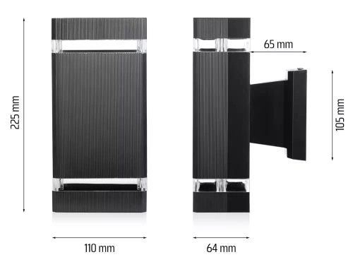 Lampa ogrodowa, kinkiet zewnętrzny elewacyjny | 2x E27, IP54 | BD-C227