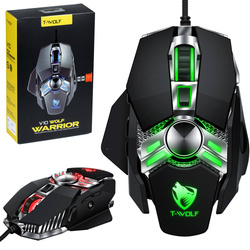 Gamingowa myszka komputerowa, przewodowa, optyczna, USB | Podświetlenie LED RGB | 6400DPI, 7 przycisków, ciężarki | V10