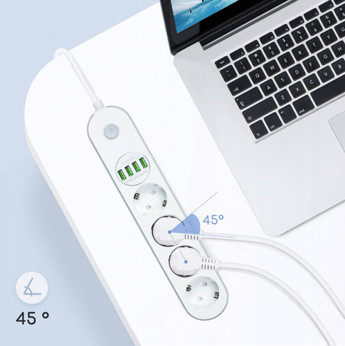 Listwa sieciowa 4 gniazda + 4 USB | Przedłużacz 1.8M | LH-4423