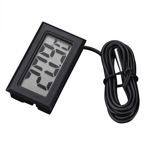 Termometr cyfrowy | Mini urządzenie pomiarowe z wodoodporną sondą | KTM-050-BLACK