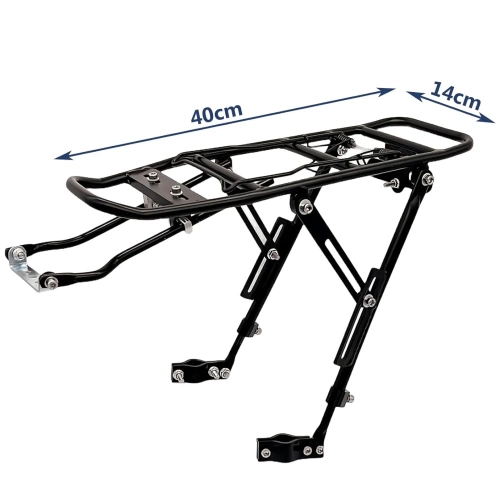 Uniwersalny tylny bagażnik rowerowy z klapką sprężynową | Aluminiowy regulowany bagaznik do 27 kg |   BIK-ZJ667