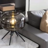 Stylowa lampka nocna z szklanym kloszem | Nowoczesna szklana lampka stołowa | BH-233-BLACK