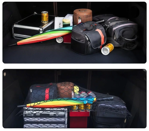 Siatka do bagażnika samochodowego | Elastyczna siatka zabezpieczająca 110 × 60 cm | Organizer bagażu | Siatka transportowa | CTM-110*60CM-B