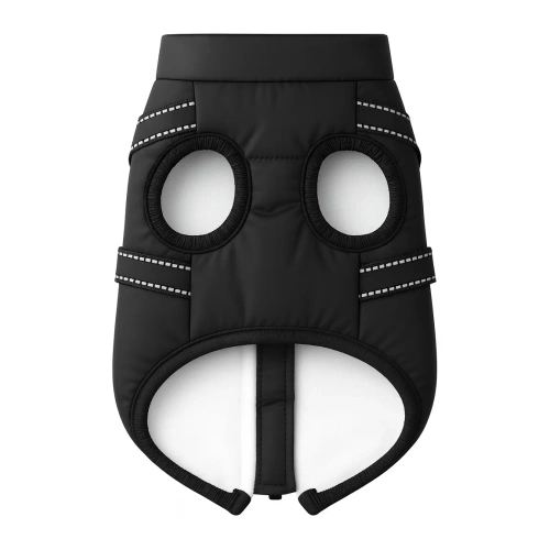 Zimowa kurtka dla psa z szelkami S czarna | Ocieplana, wodoodporna  i odblaskowa kurtka dla psa | PET-016S-BK