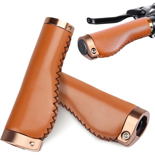 Ergonomiczne gripy rowerowe | Stylowe uchwyty rowerowe ze skóry PU |PUBT-G211A-BR