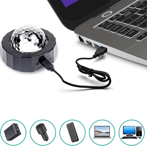 Mini kula DISCO | Bezprzewodowa | USB | Do auta i domu 