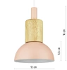 Lampa wisząca z różowym kloszem i drewnem | Minimalistyczna  lampa w stylu skandynawskim z oprawą  E27 | YG-XD002A-P