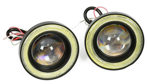LED 890 | 2 szt - Komplet lamp przeciwmgielnych z wbudowanymi Ringami Angel Eyes LED DRL | okrągłe ø 89 mm