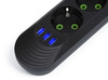 Listwa sieciowa 5 m | 5 gniazda + 3x USB | czarna | LH-F05U