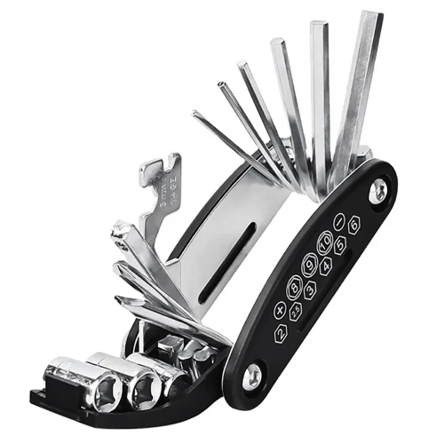 Multitool rowerowy - imbusy, ampule, nasadki | Narzędzia 16w1 | Zestaw kluczy | MFT-16in1