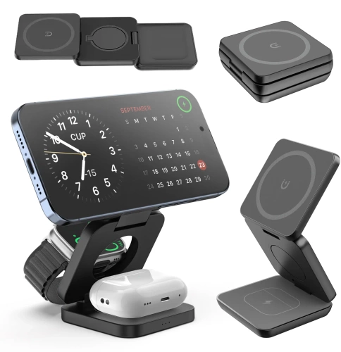 Ładowarka bezprzewodowa MagSafe | Stacja dokująca do iPhone, AirPods, Apple Watch | MD-28-15W-B