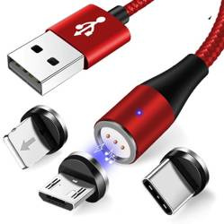 3w1 1M | Kabel magnetyczny 5A do szybkiego ładowania i transferu danych | 3 końcówki | AM60