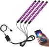 Oświetlenie LED RGB wnętrza samochodu pod USB | łączność Bluetooth z aplikacją w telefonie | 4x pasek LED 12 diod 5050 22cm | pilot IR | tryby muzyczne 