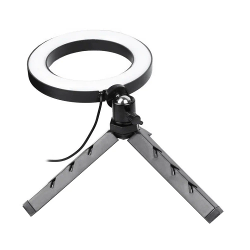 Lampa pierścieniowa LED 16 cm ze statywem 25 cm | Kompaktowy zestaw do makijażu, streamingu i fotografii |