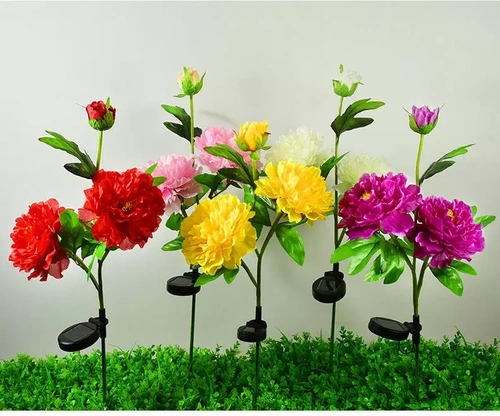 Kwiatek solarny | Ogrodowa lampa solarna LED Peonia fioletowa | 80 cm, 600 mAh | FLD-10-PURPLE