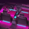 Oświetlenie LED RGB wnętrza samochodu pod USB | łączność Bluetooth z aplikacją w telefonie | 4x pasek LED 12 diod 5050 22cm | pilot IR | tryby muzyczne 
